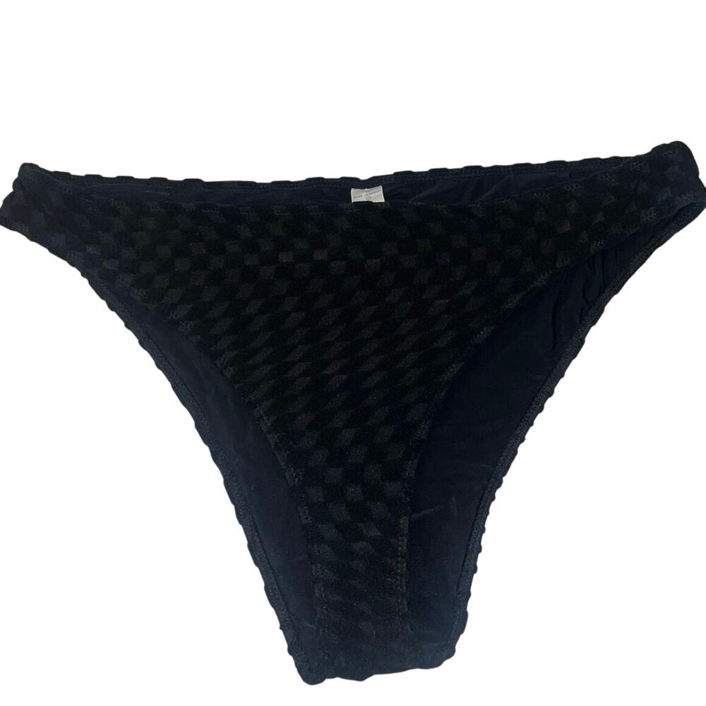 New Good American black  plus size Jacquard Better Bikini bottom size 7